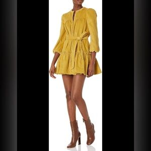 LIKELY Lanie Corduroy Dress in Oil Yellow Size 6